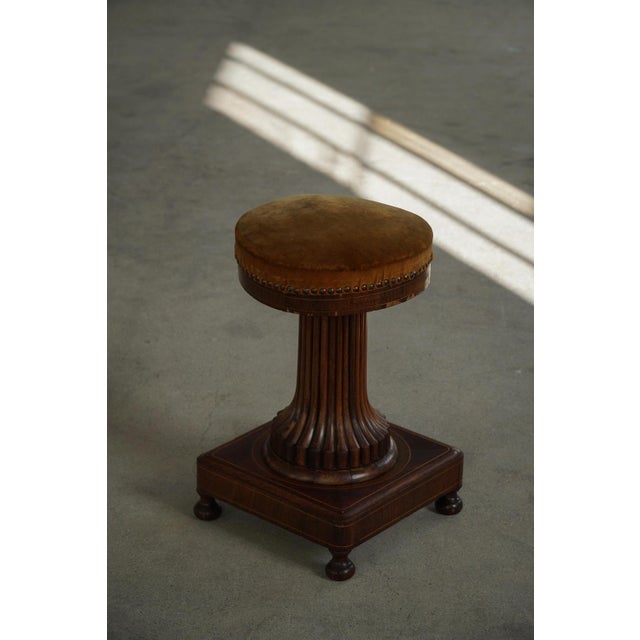 Antique French Piano Stool in Oak and Velvet, Mid-19th Century For Sale - Image 10 of 18