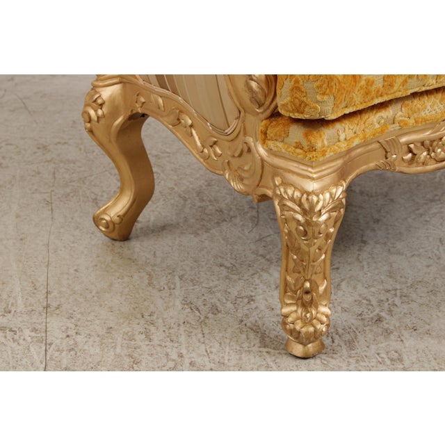 Pair of French Rococo Style Upholstered Armchairs For Sale - Image 11 of 18