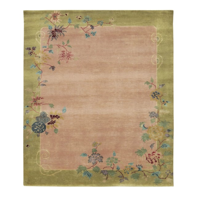 Contemporary Chinese Deco Style Floral Design Wool Rug by Rug & Kilim, India For Sale