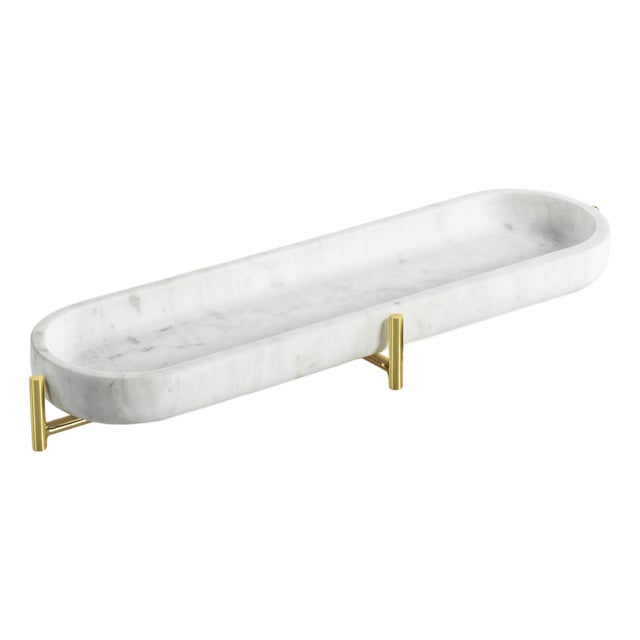 Pordenone Marble Tray on Metal Stand, Small For Sale