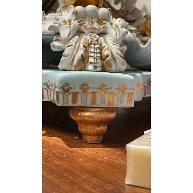Ceramic 1940s Detailed Porcelain Urn Centerpiece From Germany With Sea Motif For Sale - Image 7 of 8