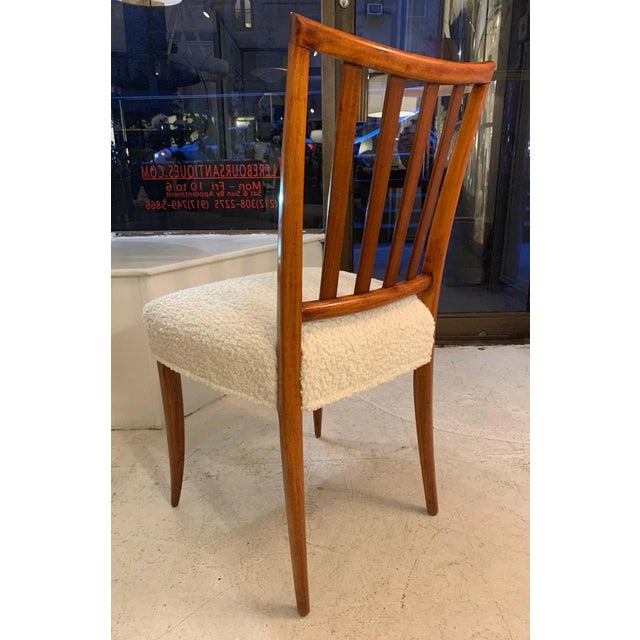 Mid-Century Slat-Back Dining Chairs in Boucle Fabric - a Pair For Sale In New York - Image 6 of 12