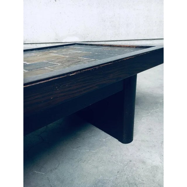 Brutalist Style Slate Tile Inlay Coffee Table, Belgium, 1970s For Sale - Image 4 of 16
