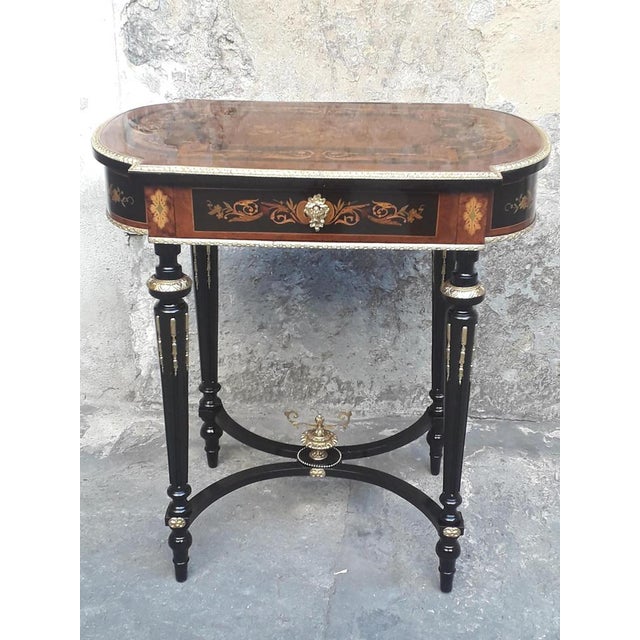Wood Antique Inlaid Coffee Table, 1860s For Sale - Image 7 of 16