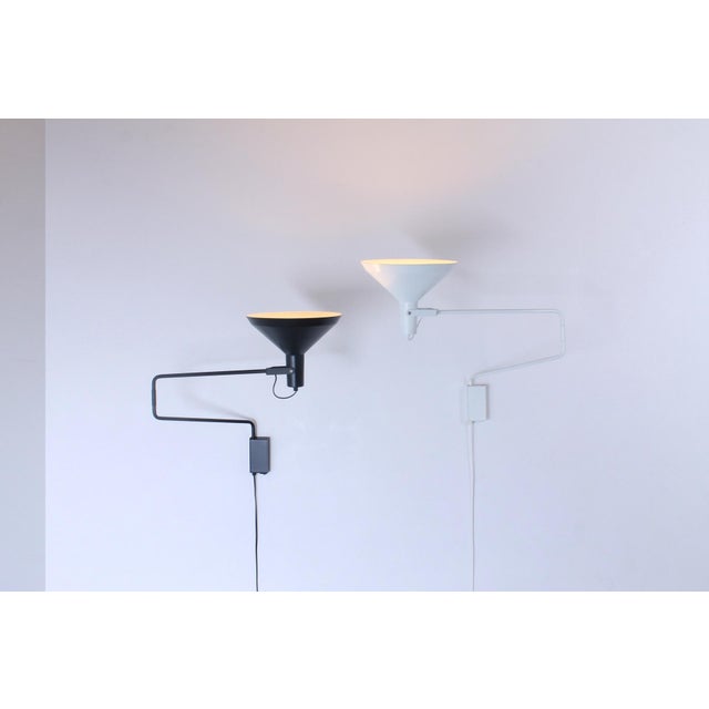 Black and White Large Metal Paperclip Wall Lamps by J. J. M. Hoogervorst for Anvia, 1970s, Set of 2 For Sale - Image 12 of 18