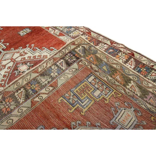 Textile Vintage Mid-Century Turkish Oushak Rug - 4′10″ × 10′6″ For Sale - Image 7 of 8