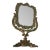 Ornate Vintage Antique Cast Metal Gold Painted Standing 16.25" Vanity Mirror For Sale