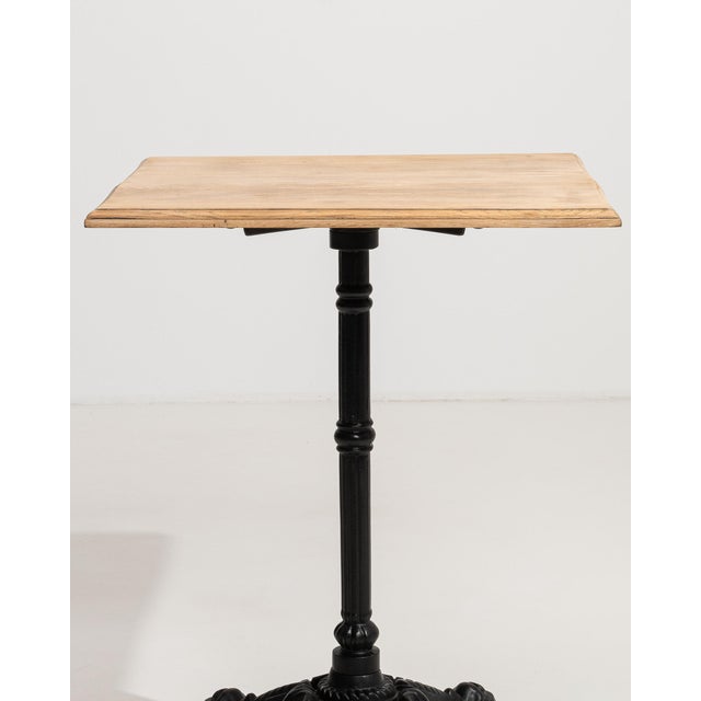 French Cast Iron Bistro Table with Oak Top, Antique, France, 20th Century For Sale - Image 3 of 13