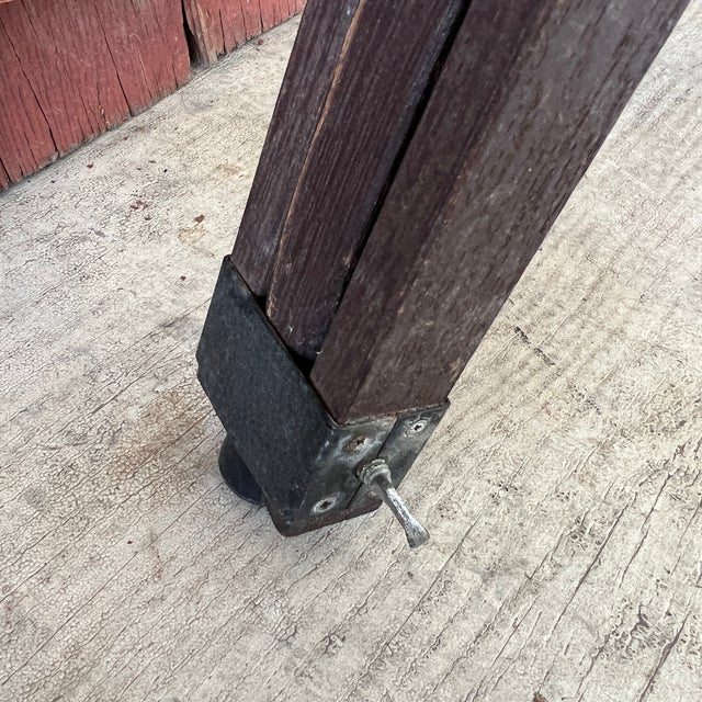 Brown Vintage Industrial Photography Tripod Lamp With Adjustable Height For Sale - Image 8 of 13