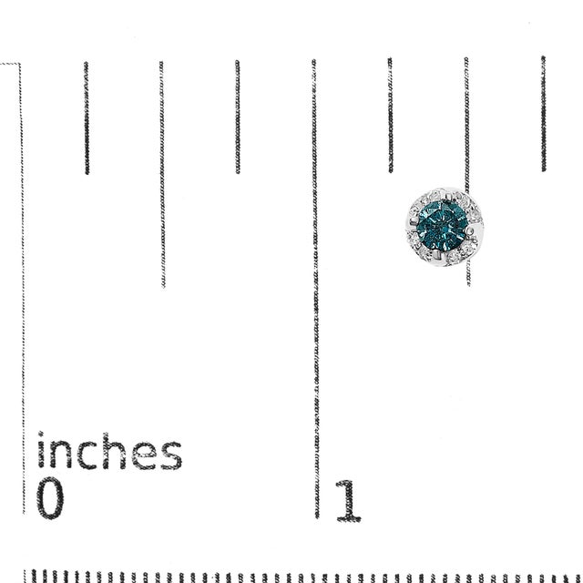 14K White Gold 1.00 Cttw Treated Blue and White Diamond Hidden Halo Stud Earrings (Blue/I-J Color, I2-I3 Clarity) For Sale In New York - Image 6 of 6