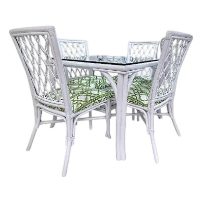 Vintage Diamond Rattan Dining Set/Game Table Set For Sale