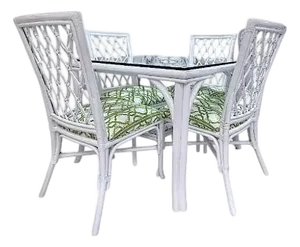 Vintage Diamond Rattan Dining Set/Game Table Set