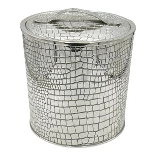 Vintage Christian Dior Silver Plated Croc Ice Bucket Made in Italy For Sale