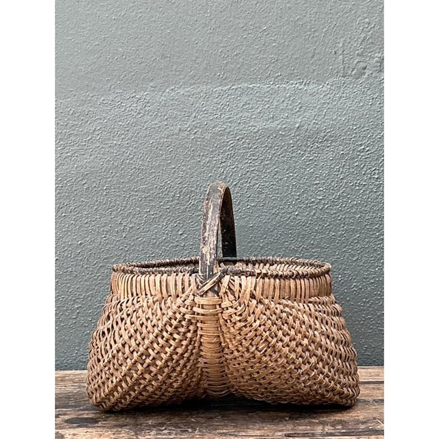 Vintage Shaker Style Rattan Basket | Chairish