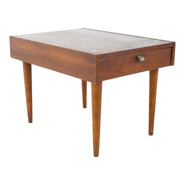 Merton Gershun for American of Martinsville Mid Century X Inlaid Walnut Side End Table For Sale