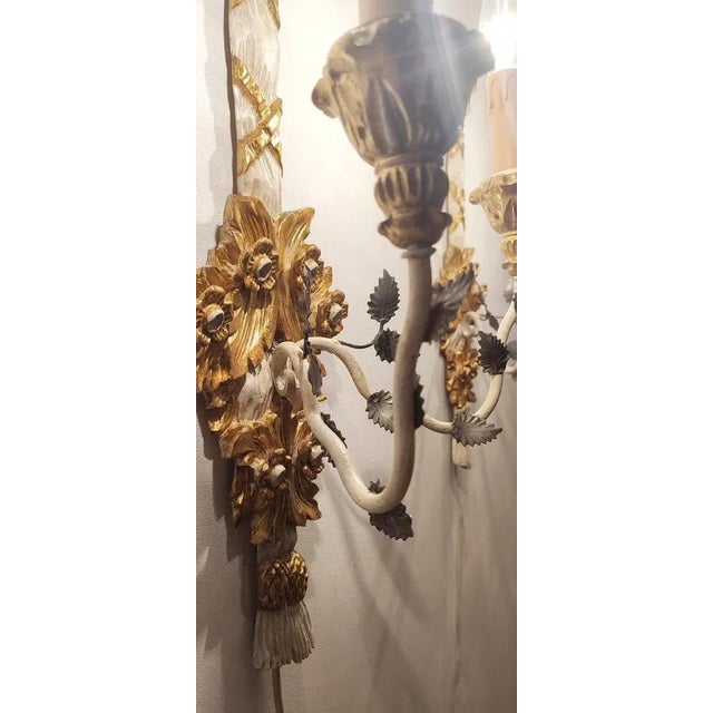 Polychrome Beech Wood Wall Lights, Spain, 1900s, Set of 2 For Sale - Image 11 of 17