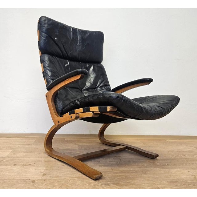 Kengu Leather Lounge Chair by Elsa & Nordahl Solheim Rybo Rykken, 1965 For Sale - Image 3 of 14
