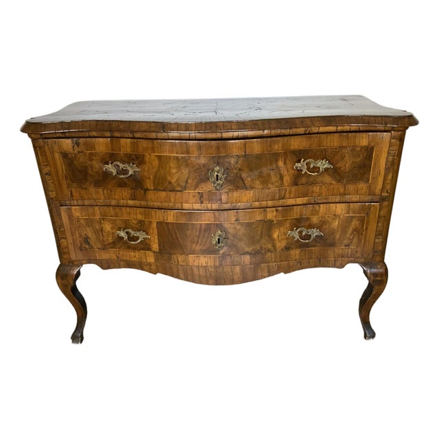 18th Century Italian Burl Walnut Commode For Sale