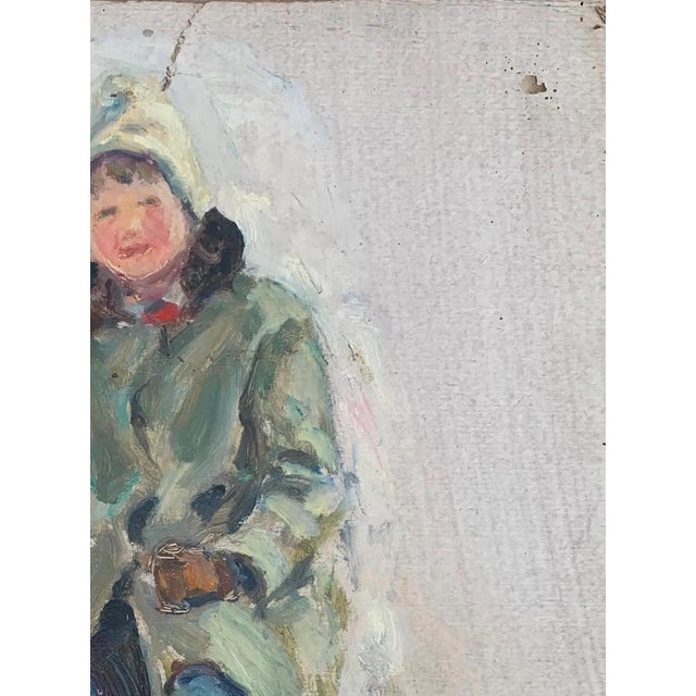 Realism Children Portraits Children Oil Painting Original Socialist Realism Art Ukrainian Artist Sokolovsky G. 1970s For Sale - Image 3 of 6