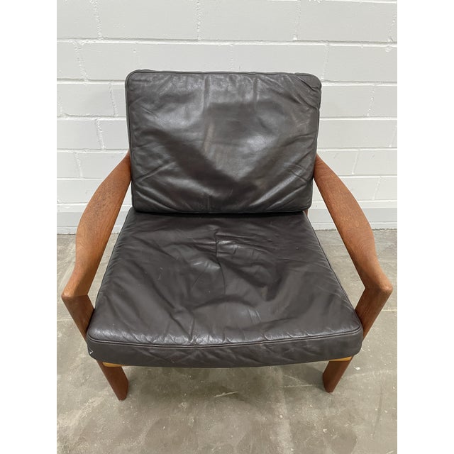 Set of Danish Teak Leather Armchairs by Illum Wikkelsø for Niels Eilersen, 1960s For Sale - Image 11 of 18