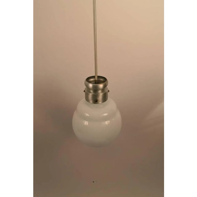 Hanging Glass Globe on Spun Steel Stem For Sale In New York - Image 6 of 8