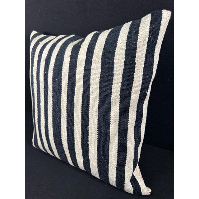 Turkish Hemp Pillow Cushion Natural Beige Black Pillow Cushion Cover 24"x24" For Sale - Image 4 of 4