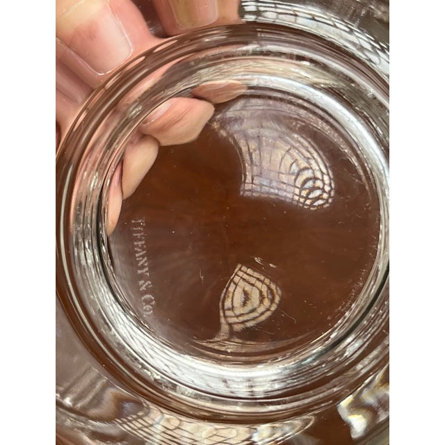 Glass Vintage Tiffany & Co. Mid-Century Modern Crystal Dolphin Pattern Footed Bowl For Sale - Image 7 of 10