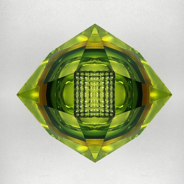 Flavio Poli Vintage Green and Yellow Ashtray by Flavio Poli for Seguso, 1960s For Sale - Image 4 of 7