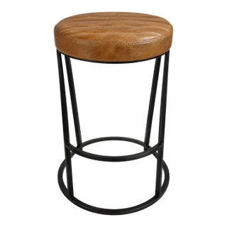 Tufted Nubuck Leather Counter Stool For Sale