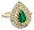 1.38 Carat Colombian Emerald Double Halo Diamond Yellow Gold Ring, Size 6.5 For Sale