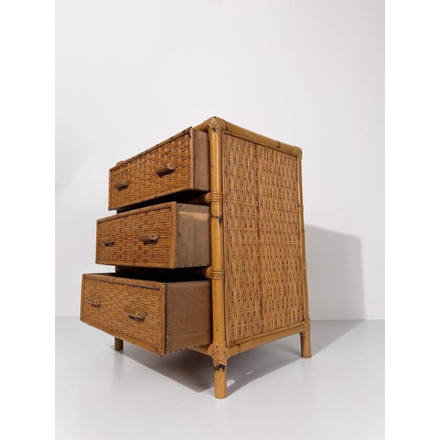 Mid-Century Italian Bedside Chest in Woven Cane, Rattan and Bamboo, 1960s For Sale - Image 13 of 18