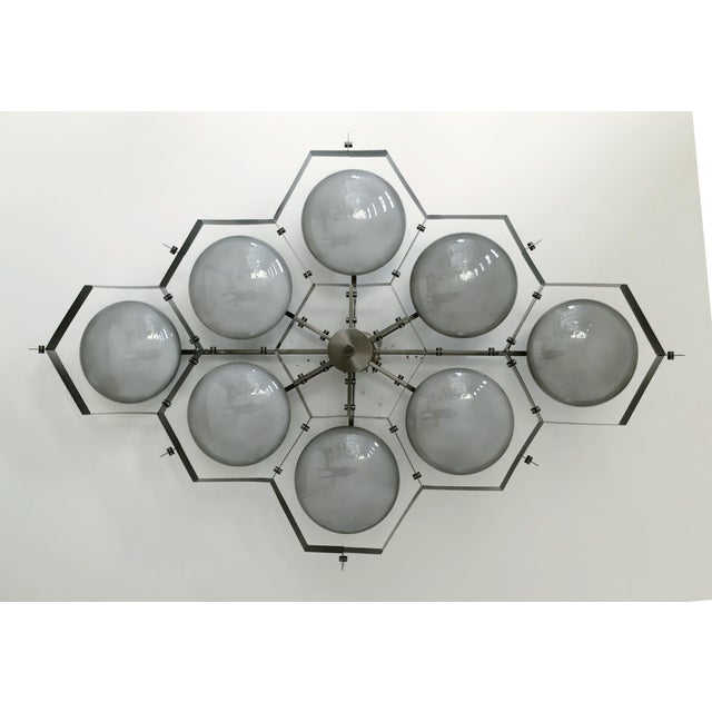 21st Century Beehive Satin Black Nickel Glossy Gray Murano Flush Mount by Fabio LTD For Sale - Image 6 of 9