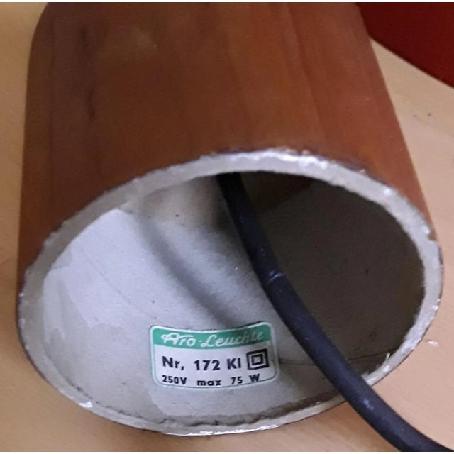 German Scandinavian Style Ceiling Lamp in Teak, Plastic & Red Fabric from Aro-Leuchten, 1970s For Sale - Image 10 of 11