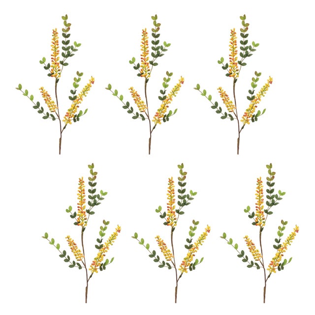 Rustic Yellow Berry Foliage Spray (Set of 6) For Sale - Image 3 of 3