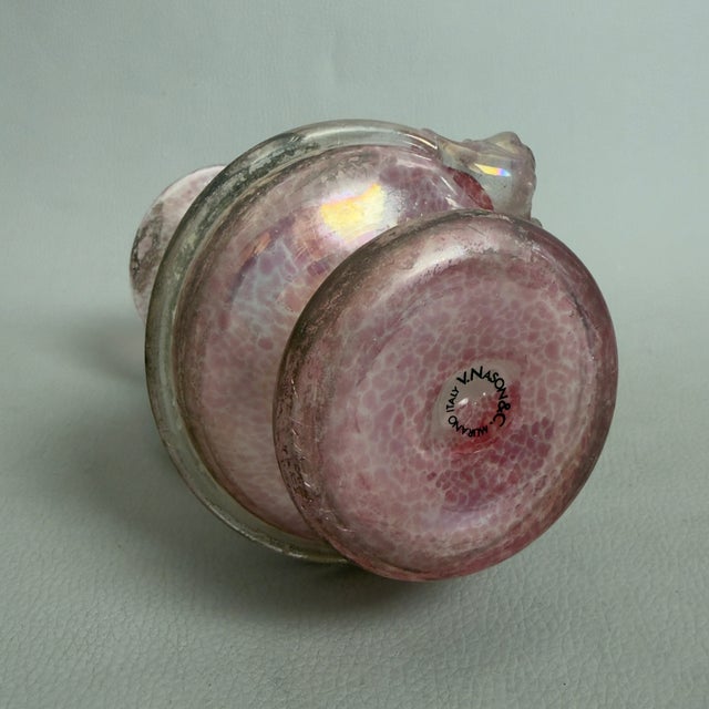 Murano Glass Jug with Pink Hollow Effect and Vintage Lion by V. Nason, 1960s For Sale - Image 5 of 11