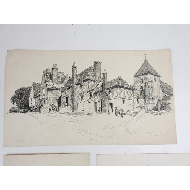 English Collection of Small Antique Architectural Drawings - Set of 4 For Sale - Image 3 of 5