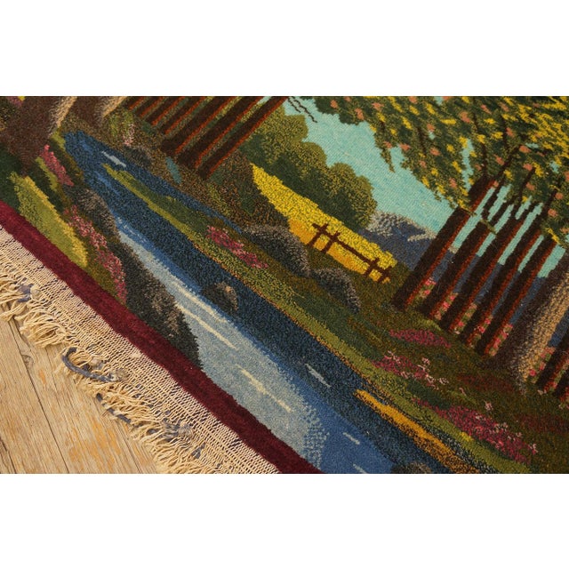 1920s Multicolor Scene Pictorial Antique Persian Kashan Rug 2'2'' X 3'8'' Handknotted Wool Carpet For Sale In New York - Image 6 of 13