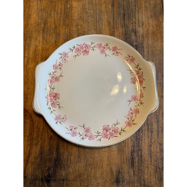 Mid-Century Modern Vintage Serving / Cake Plate Platter - Blossomtime by Salem Pink Flowers 1950’s For Sale - Image 3 of 6