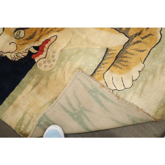 Rare Antique Zabihi Collection Tiger Large Rug - 4' x 6' For Sale - Image 12 of 12