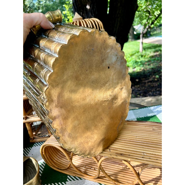 Vintage Hollywood Regency Brass Bamboo Planter For Sale In Kansas City - Image 6 of 6