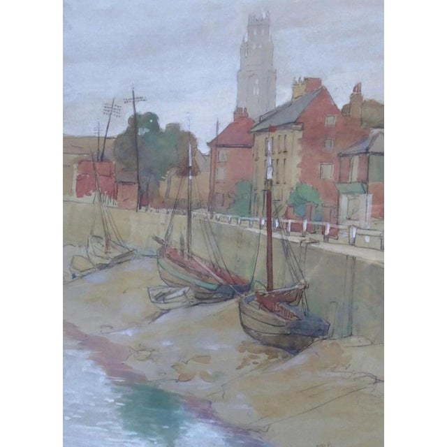Boats in the Harbour, Monogrammed MP, 1934, Watercolor on Paper, Framed For Sale - Image 3 of 14
