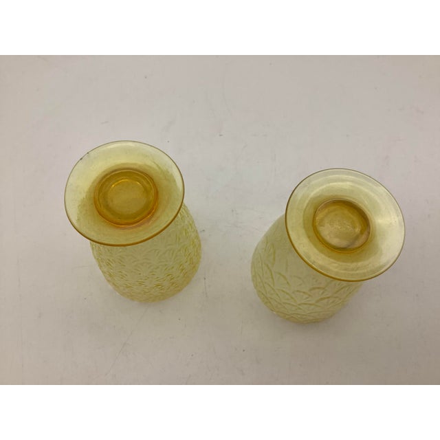 Glass Early 20th Century Yellow Uranium Glass Set 2pc For Sale - Image 7 of 9
