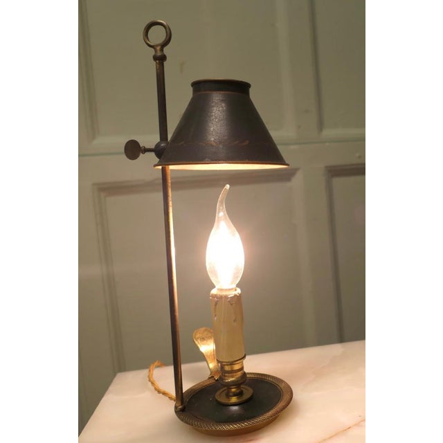 1900 - 1909 French Green and Gold Toleware and Brass Candle Lamp, 1900s For Sale - Image 5 of 8