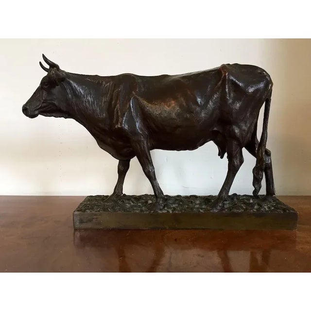 19th Century French Animalier Bronze Sculpture of a Cow For Sale - Image 4 of 11