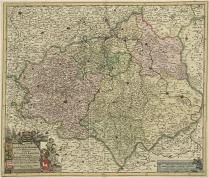 Map of the Historical Regions of the Duchy of Saxony, Germany, 1680