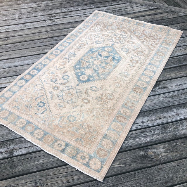 Blue Antique Persian Rug with Timeless Charm Hand-knotted approximately 100 years ago, this blue antique Persian rug is a...
