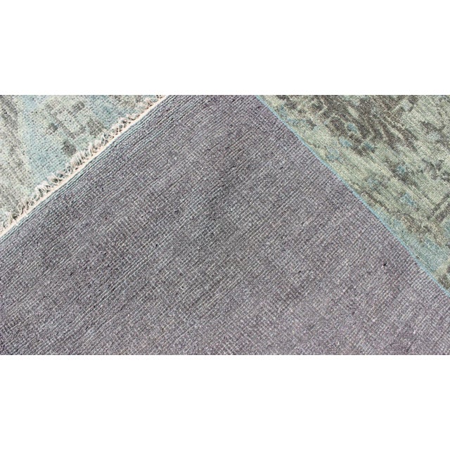 Modern Oushak Rug by Keivan Woven Arts, Light Green & Blue, 6' X 9' For Sale In Atlanta - Image 6 of 7