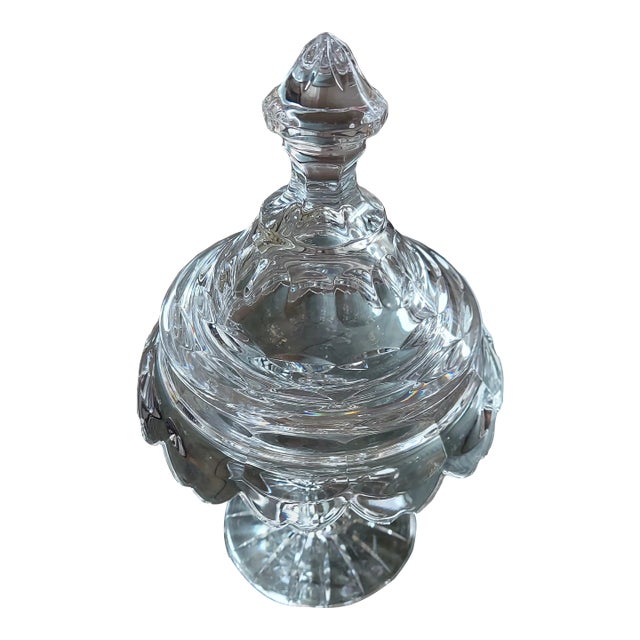 1950s Heavy Crystal Lidded Candy Dish For Sale