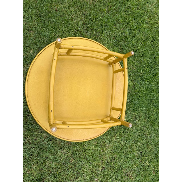 Ivory Vintage 42” Round Bamboo Coffee Table in the Style of Ficks Reed For Sale - Image 8 of 12