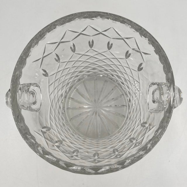 Transparent Vintage Cut Crystal Ice Bucket Champagne Cooler For Sale - Image 8 of 9